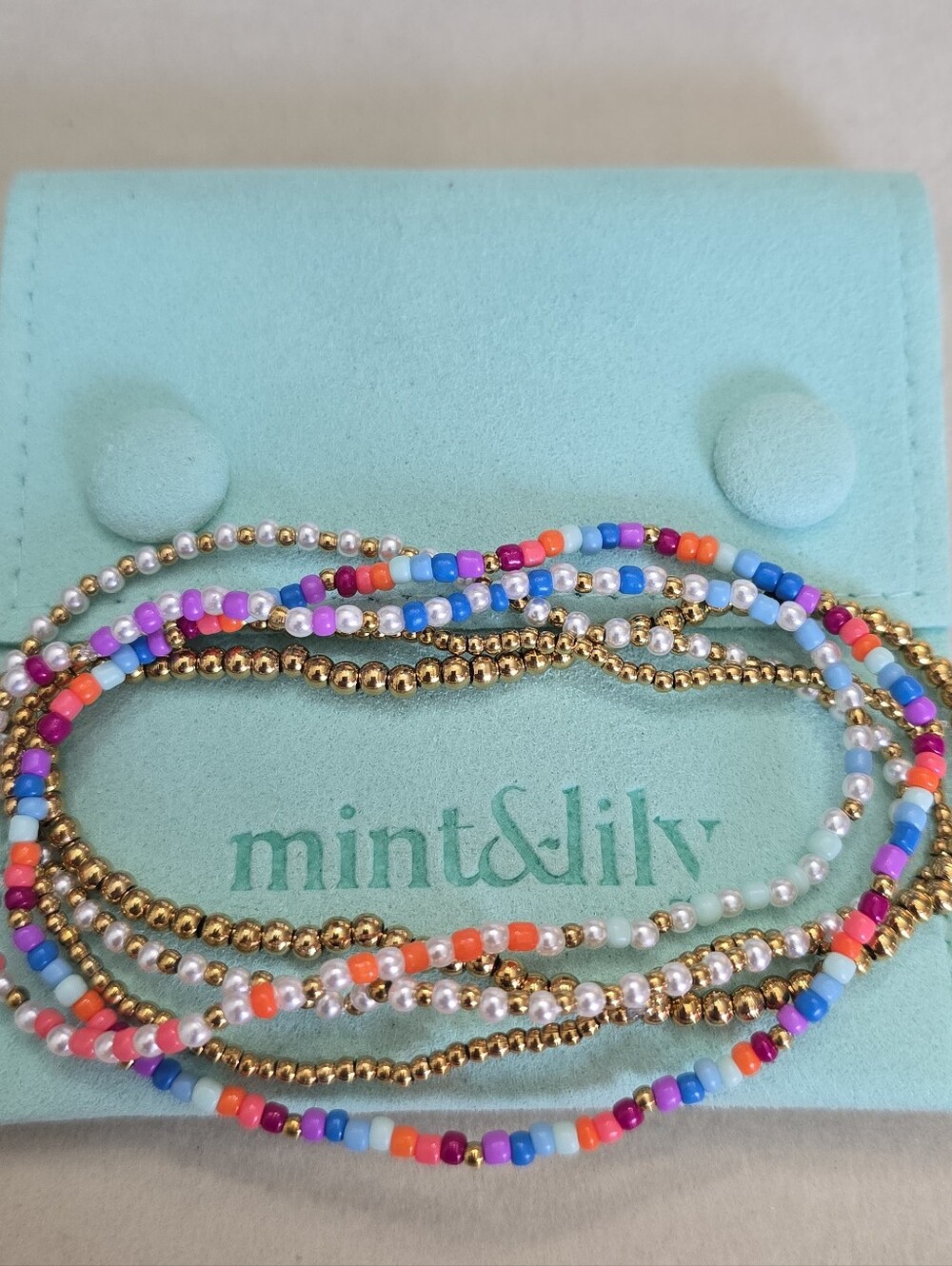 Mint And Lily 7-7.5" Summer Beaded Bracelet Stacking Set